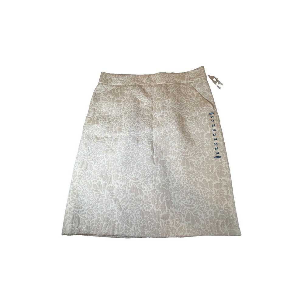 NWT Old Navy Womens Size 14 Low Waist Ivory Floral Jacquard Midi Skirt Y2K